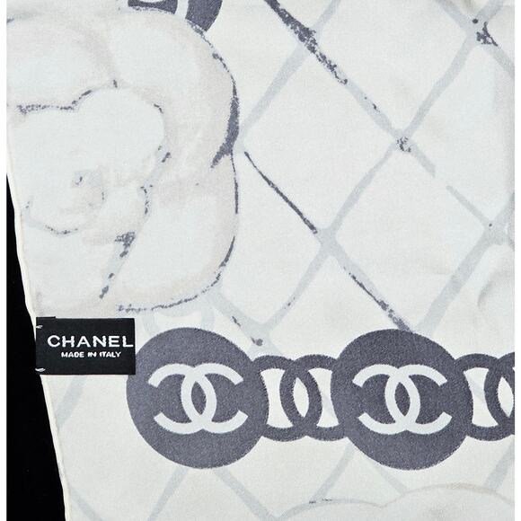 Chanel Silk Camellia CC Square Scarf - Picture 6 of 8
